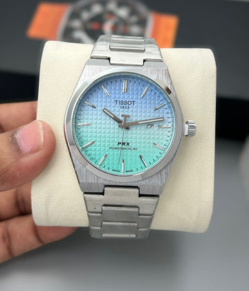 Luxury Men’s Analog Watch – PRX Style Ice Blue Dial with Stainless Steel Strap (Inspired Design)