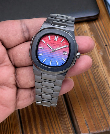 Premium Men’s Stainless Steel Watch | Gradient Dial | Date Display