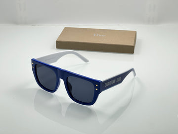 Men’s Luxury Sunglasses – Dior Style | Blue & White Frame with Dark Lenses