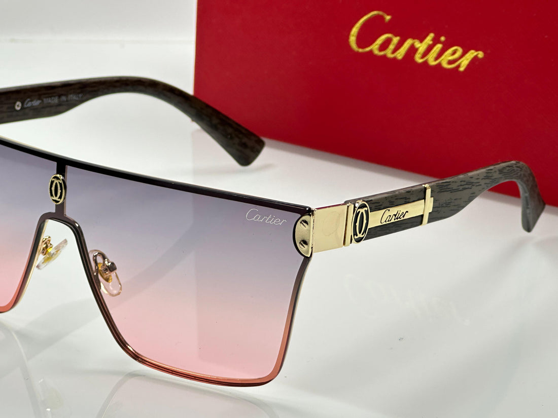 Men’s Luxury Sunglasses – Cartier Style | Gradient Lens Black & Gold Frame