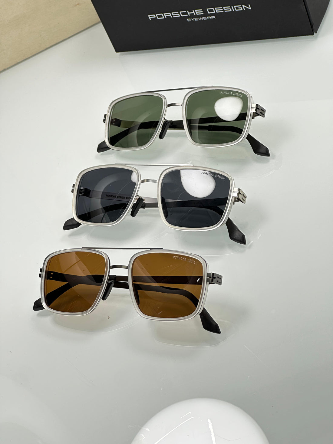 Men’s Premium Square Sunglasses | UV Protection | Luxury Metal Frame Sunglasses (Porsche Design Style)