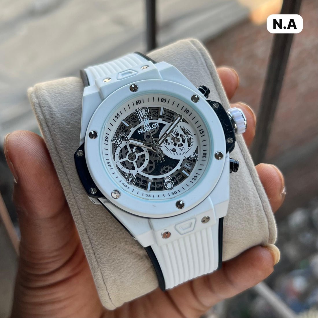 Men’s Luxury Chronograph Analog Watch | Skeleton Dial | Black Silicone Strap | Designer Inspired