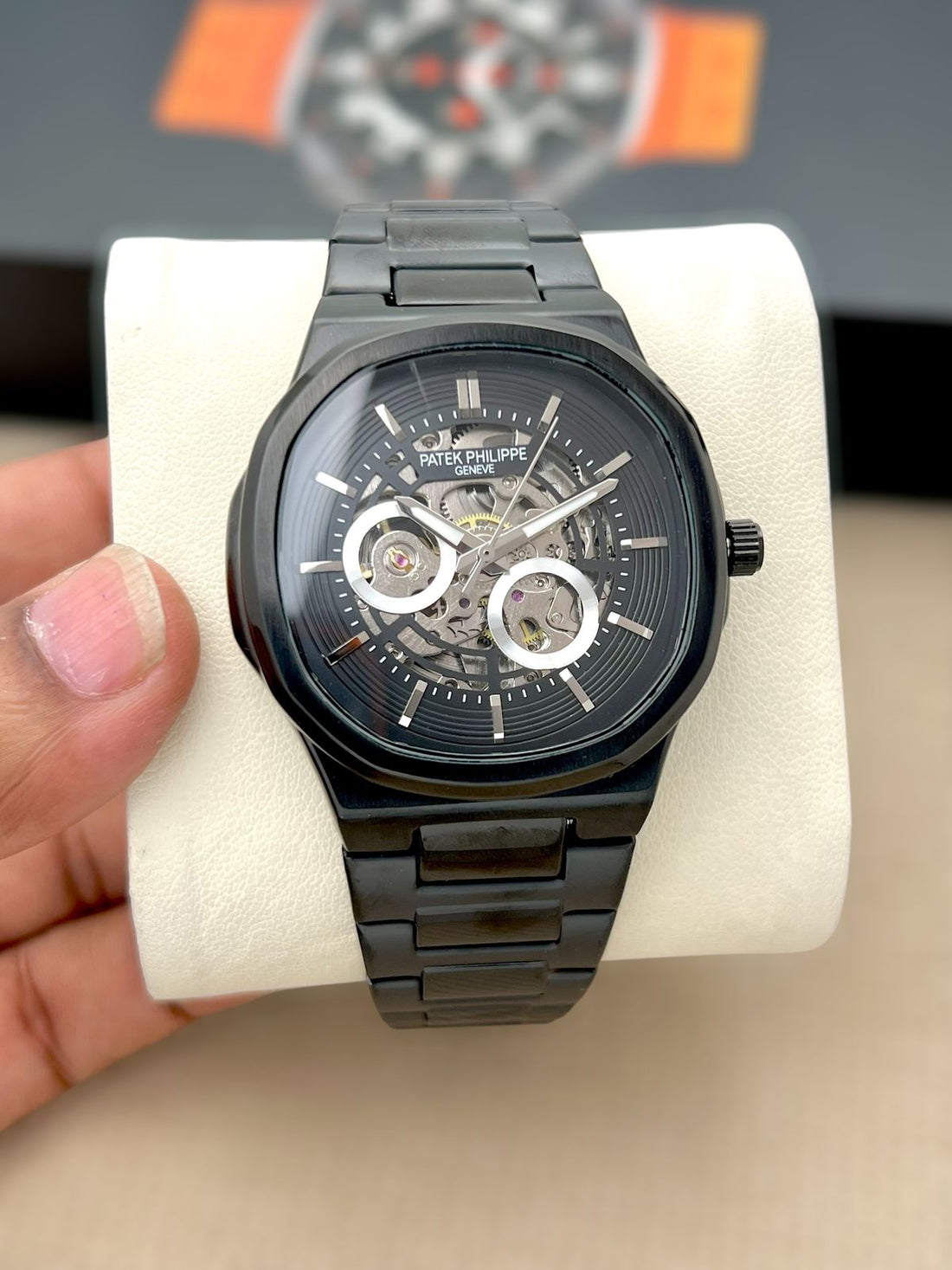 Men’s Luxury Skeleton Dial Analog Watch | Rose Gold & Silver Finish | Stainless Steel Strap | Designer Inspired