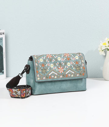 Women’s Embroidered Sling Bag | Floral Design Crossbody Bag | Adjustable Strap | Stylish Daily & Party Wear Handbag