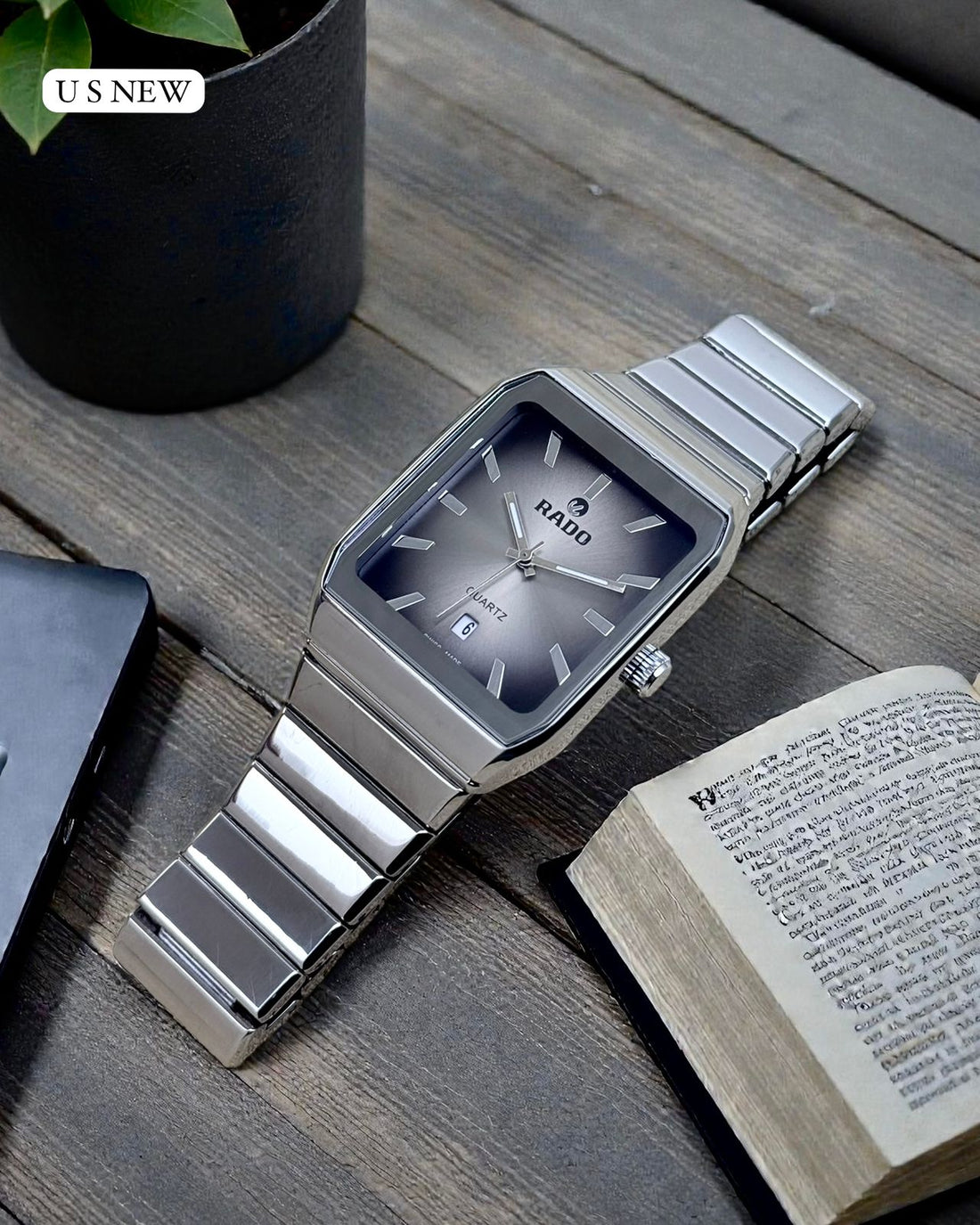 Men’s Luxury Analog Wristwatch | Rectangular Dial | Metal Strap | Quartz Movement | Formal Office Wear Watch