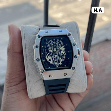 Men’s Luxury Skeleton Watch | Richard Mille Style | Black Rubber Strap | Premium Sports Design