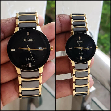 Men’s Rado Jubile Style Analog Watch | Black Dial | Gold & Black Ceramic Look Strap | Luxury Watch