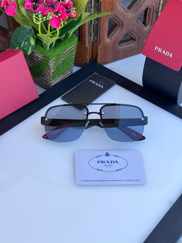 Men’s Luxury Square Sunglasses | Prada Style Inspired | Black Metal Frame | UV Protected Fashion Shades