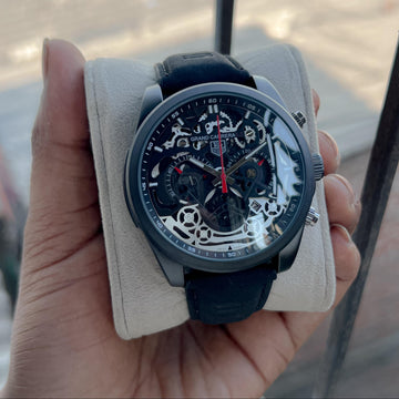 Skeleton dial with visible gear design ✔ Premium sporty & luxury look ✔ Comfortable rubber strap ✔ Chronograph style functional design ✔ Ideal gift for men & boys