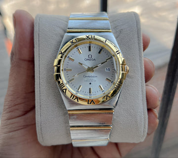 Luxury Constellation Style Analog Watch for Men | Two-Tone Silver & Gold Bracelet | Date Display | Premium Dial