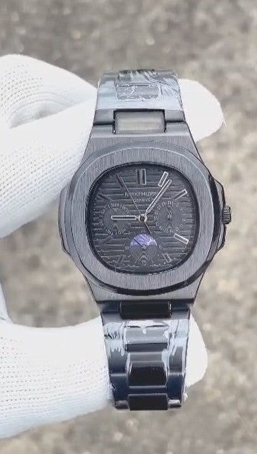 Patek Philippe Nautilus Black Edition Luxury Men’s Watch – Premium 1st Copy | Stainless Steel | Analog